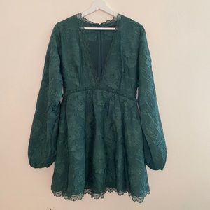 Long Sleeve Holiday Dress / Green (M)